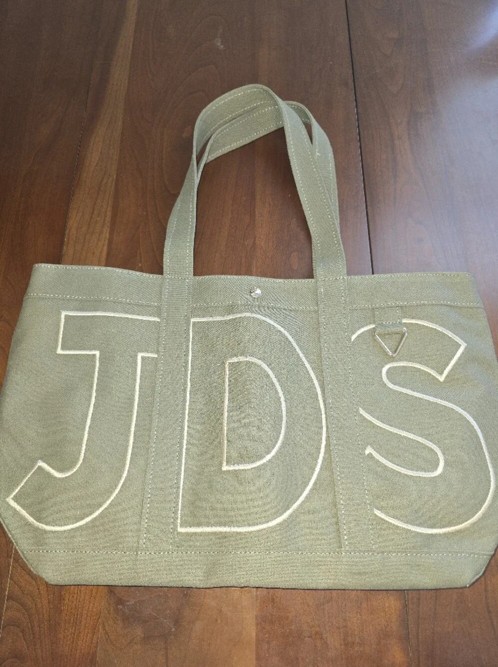 Baublebar NEW JDS Olive Canvas Tote Bag with Contrast Stitching